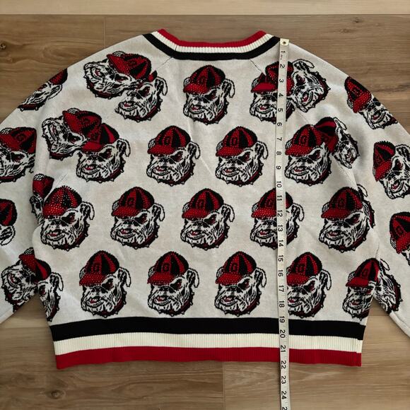 Queen of Sparkles Georgia Bulldogs Mascot Rhinestone Knit Cardigan S - Picture 7 of 11